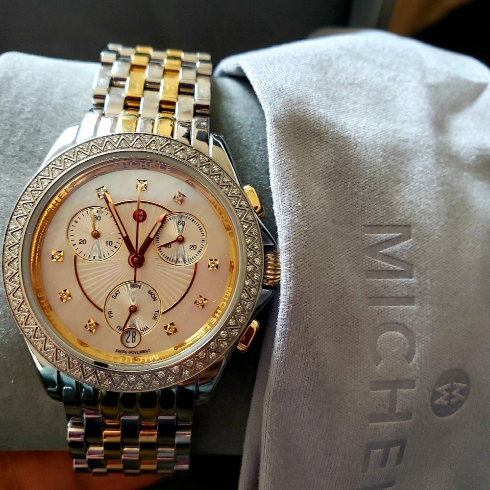 Michele Women's Belmore Swiss Quartz Diamond Watch